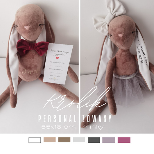 przytulanki dla niemowląt i dzieci Króliczek - maskotka, przytulanka personslizowana