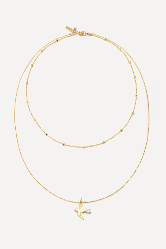 złote naszyjniki Podwójny naszyjnik pozłacany Kiss Me