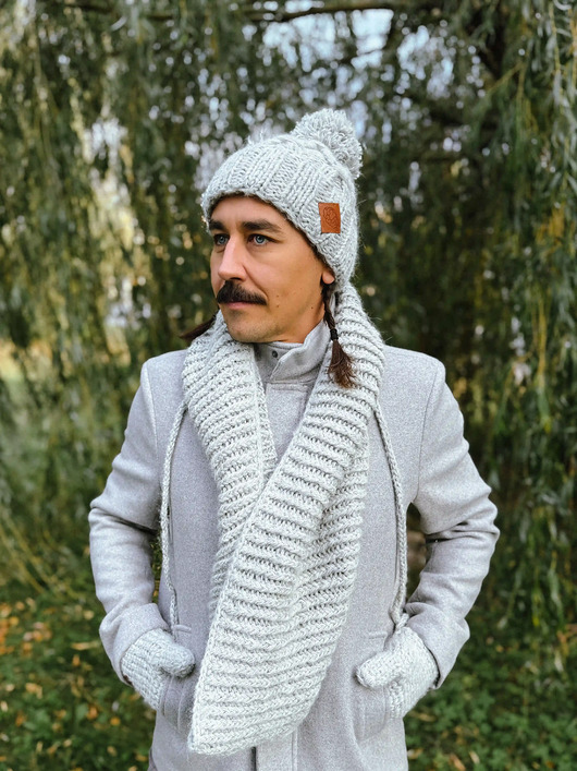 tuby i kominy Męski komin MERINO Wybielony szary