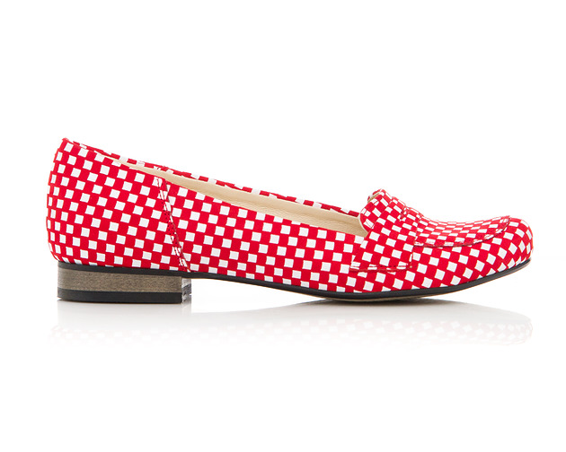 baleriny damskie SKÓRZANE BALERINKI ZAPATO 025 CZERWONE KWADRATY