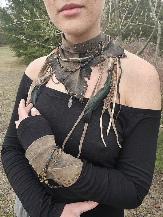 komplet biżuterii Komplet skórzany dla wiedźmy