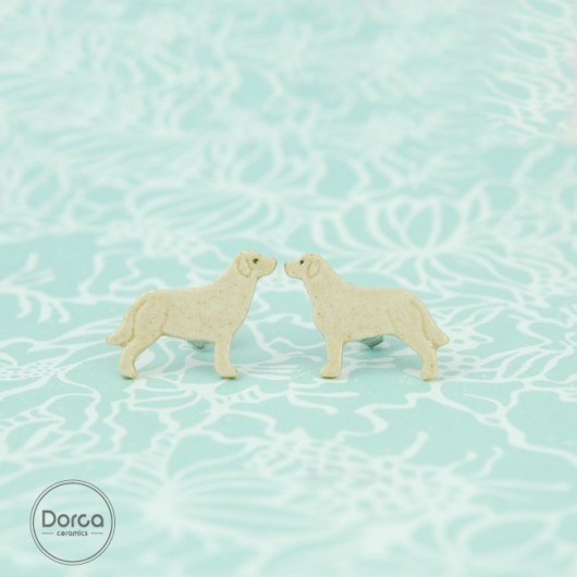 Labrador mini pieski- ceramiczne kolczyki Dorca