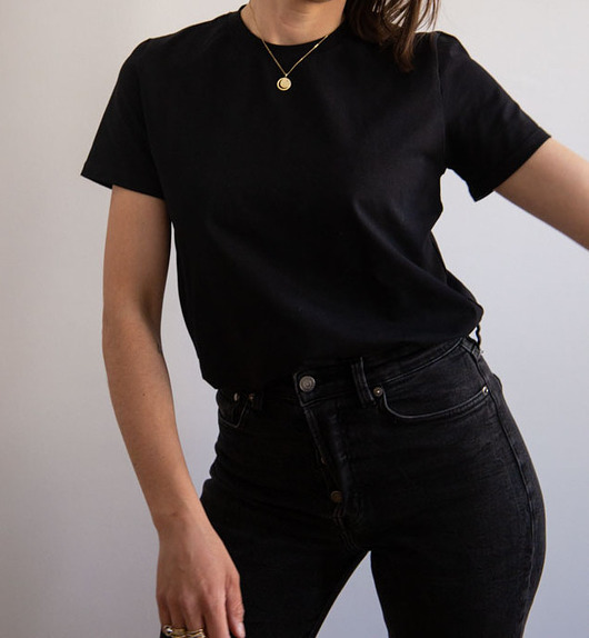 t-shirt damskie Czarny T-shirt basic COCO