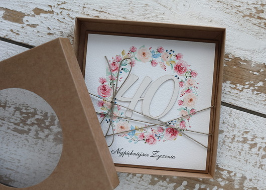 kartki scrapbooking Kartka urodzinowa na 40 urodziny - pomysł na prezent na czterdziestkę dla kob