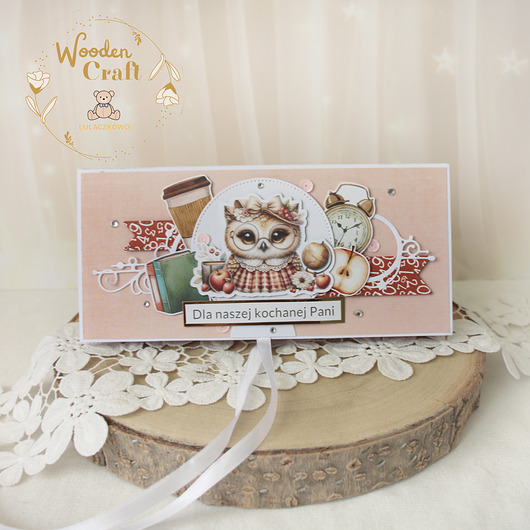 kartki scrapbooking Czekoladownik kartka dla nauczyciela, zakończenie roku szkolnego 8 GOTOWA