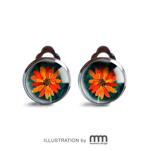 ORANGE FLOWER klipsy muamua design