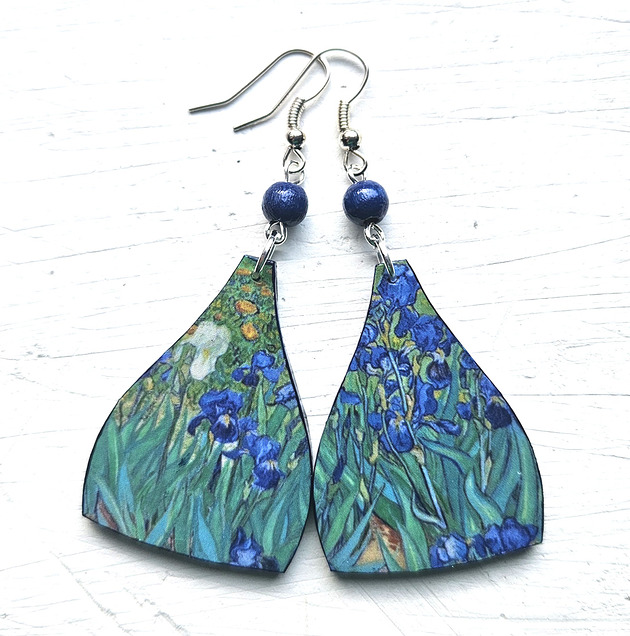 kolczyki drewniane Biały irys