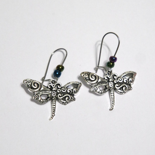 kolczyki - inne Kolczyki - Ważki średnie, koraliki