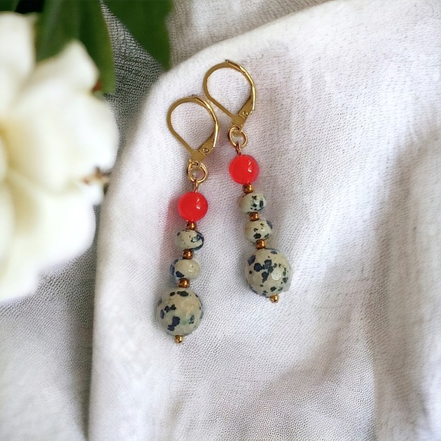 kolczyki z kamieniami UNIKATOWE kolczyki : red currant collection : kolczyki III