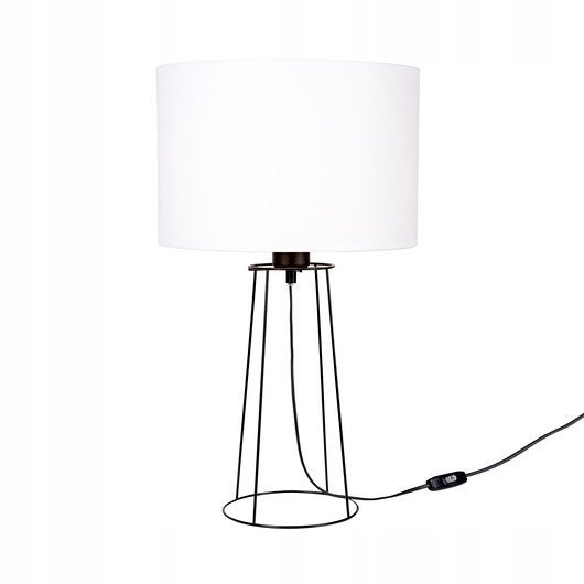 lampy stołowe LAMPKA NOCNA STOŁOWA METAL OZDOBNA ABAŻUR Biały E27 LED DRUT LOFT