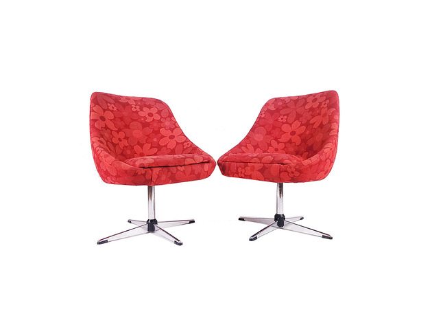 fotele Para foteli obrotowych Flower Power z lat 70.