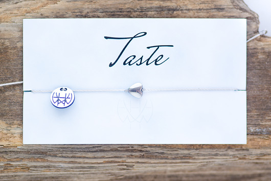 WHW Taste Silver Heart On Light Grey String w hand works