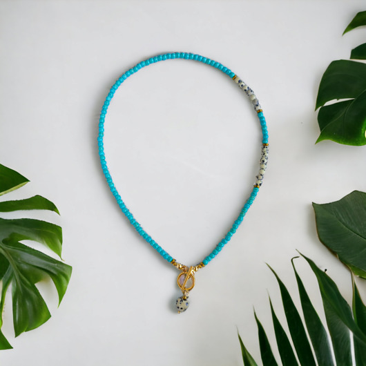 chokery Naszyjnik z serduszkiem : jaspis dalmatyński, howlit