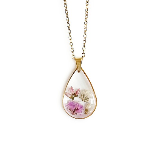 naszyjniki - inne Naszyjnik z kwiatami w żywicy