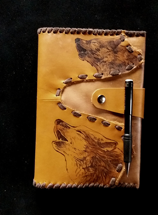 skórzana oprawa, notes ze skóry, wilki martuch