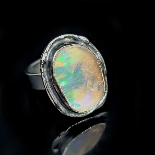 pierścionki srebrne Pierścionek retro opal