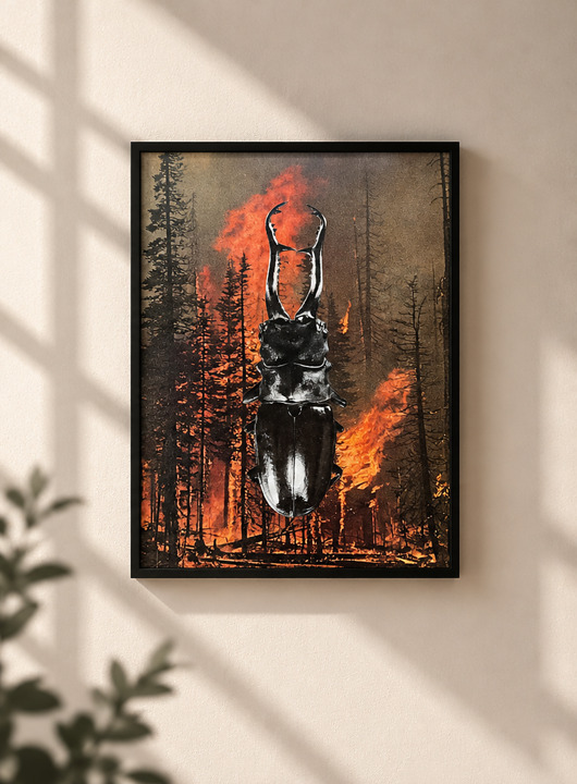 plakaty Plakat Fire Beetle - surrealistyczny kolaż