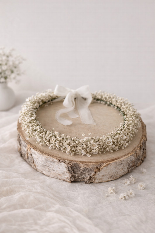 Ślubne ozdoby do włosów Wianek na głowę gipsówka stabilizowana