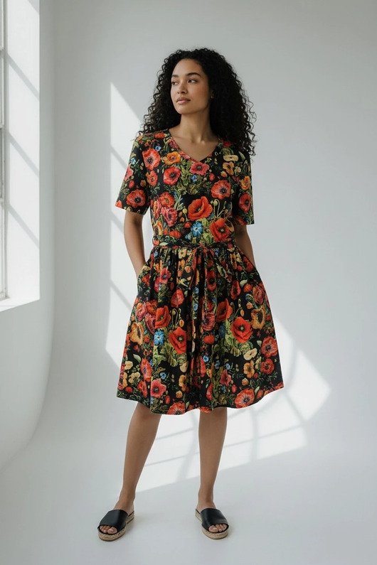 sukienki midi damskie Sukienka Pranajama Summer maki dekolt V pasek rozmiar M 38