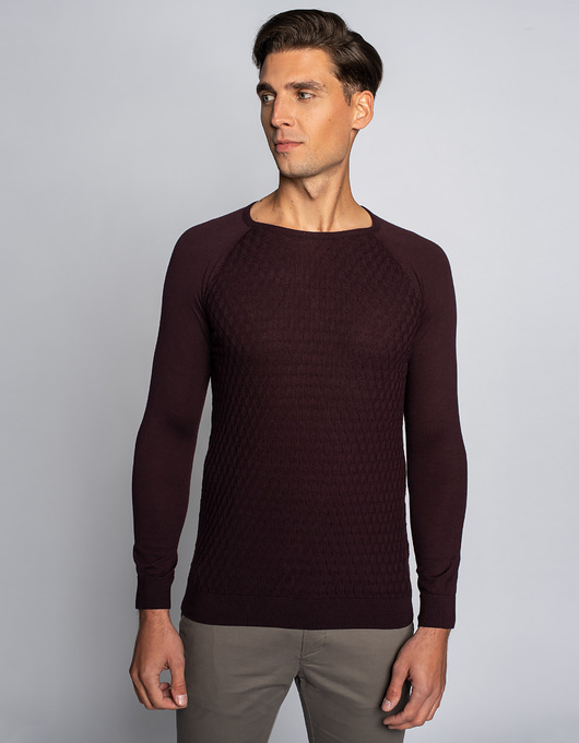 swetry męskie Sweter męski  lerici o-neck bordo