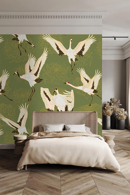 tapety i naklejki ścienne Tapeta orientalna - Żurawie