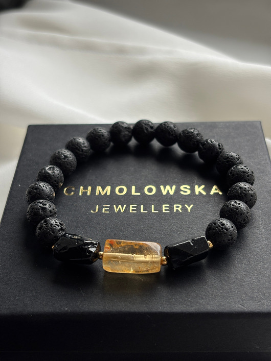 biżuteria męska Bransoletka męska Cytryn i Turmalin Czarny
