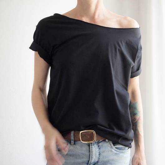 t-shirt damskie Czarny oversize bez nadruku