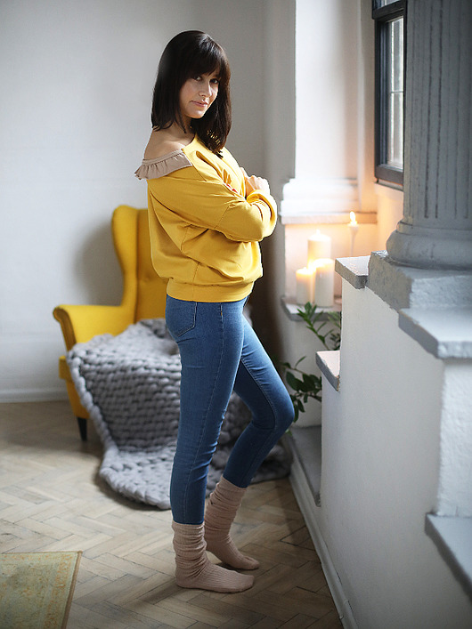 bluza bez kaptura damska Bluza Oversize Yellow