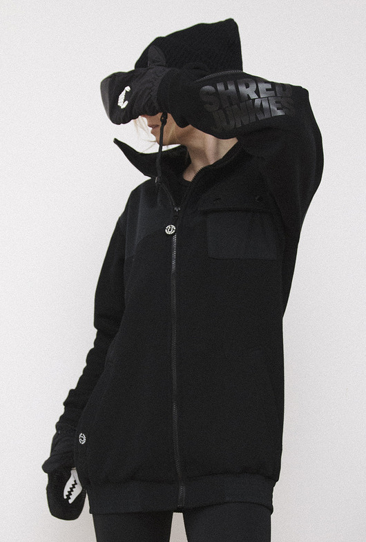 bluza bez kaptura damska Czarna Bluza na suwak Shred Junkies