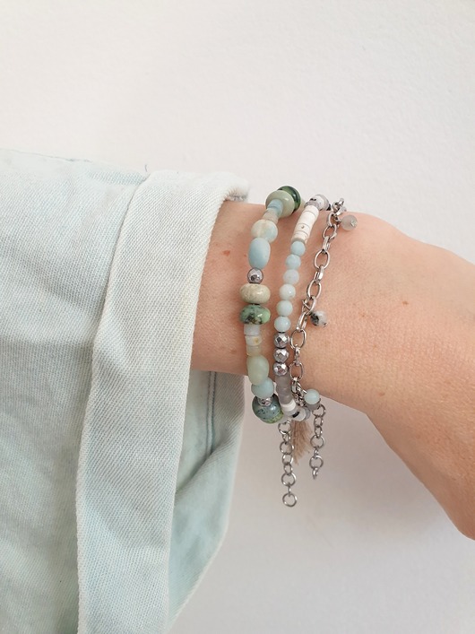 bransoletki z kamieni naturalnych Bransoletka BOHO  kamień księżycowy, labradoryt, amazonit