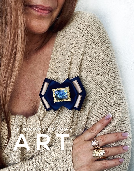 broszki Brosza  ART z obrazem Vincent van Gogh Gwiaździsta noc