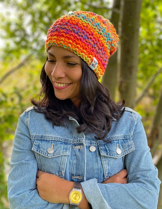 czapki damskie Czapka Handmade Neverland Tęcza Pomarańcz