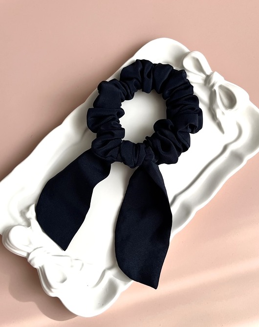 gumki do włosów Scrunchie Granat  z długimi odwiązywanymi uszkami