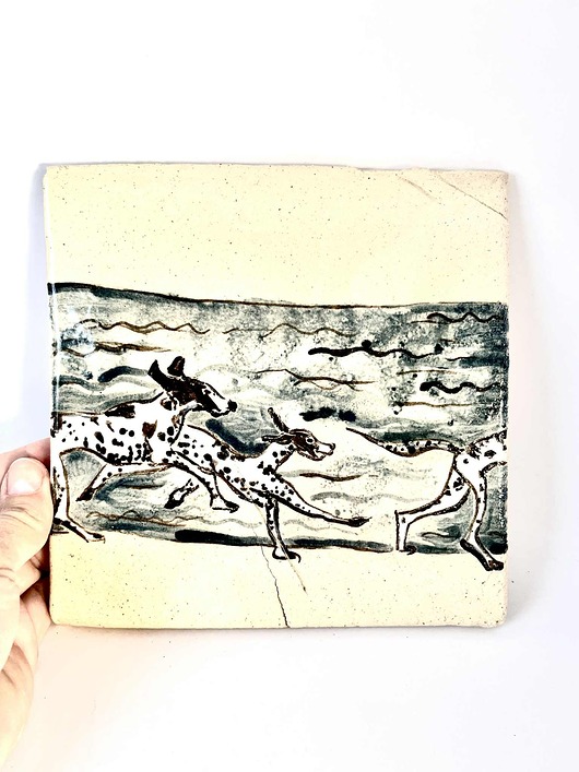 kafle i panele Ceramiczna płytka Pieski nad morzem, dekoracja ścienna, kafel