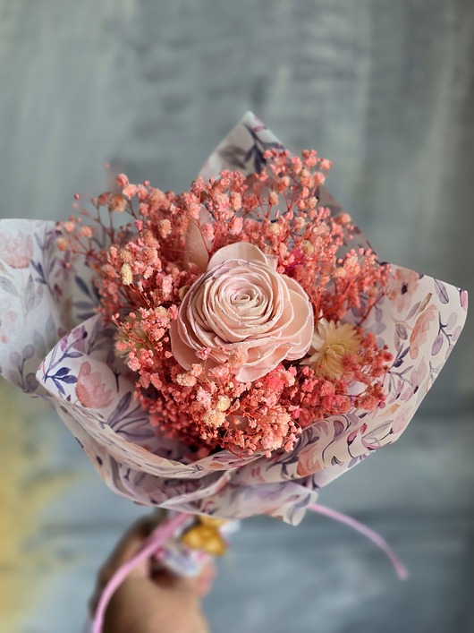 komunia - pozostałe Różowy bukiecik dla dziewczynki, Dodatek do prezentu Komunijnego