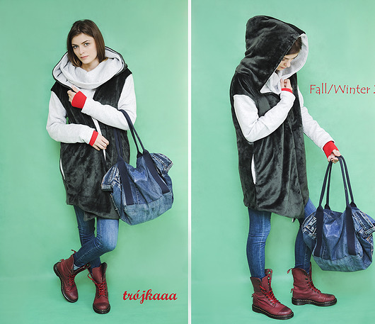 Oliwkowe futerko płaszcz bluza London Look S/M/L 3 for U