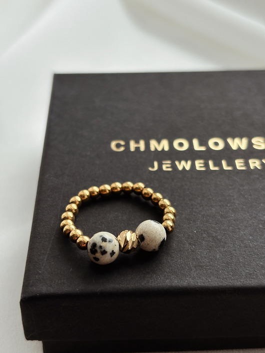 pierścionki elastyczne Pierścionek elastyczny Jaspis Dalmatyński