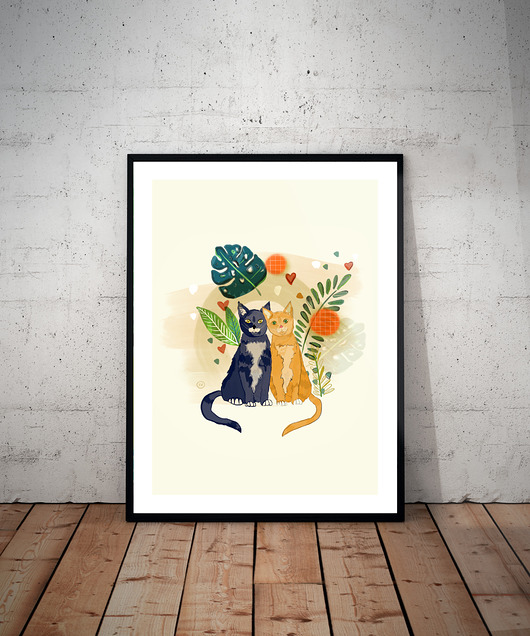 Plakat love cats kordecka art