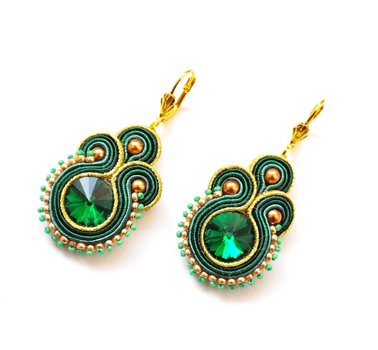 kolczyki soutache Sutaszowe kolczyki GREEN&GOLD _ EXPRESS