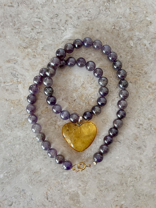 srebrne naszyjniki Naszyjnik z bursztynowym sercem Quiet Heart