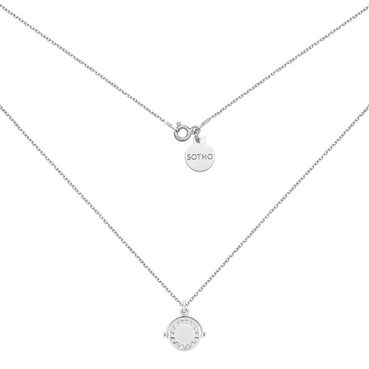 srebrne naszyjniki Srebrny obrotowy dwustronny naszyjnik z księżycem i słońcem