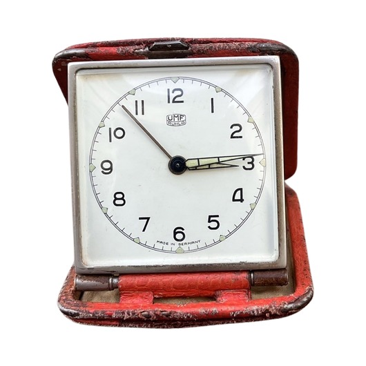 zegary Mechaniczny budzik podróżny UMF Ruhla, Niemcy lata 60.