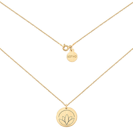 złote naszyjniki Złoty medalion z lotosem