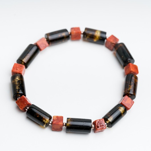 biżuteria męska Bransoletka męska bursztyn bałtycki i koral