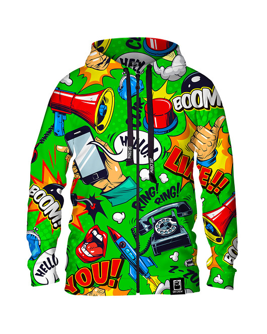bluzy męskie Męska Bluza Expres Zamek DR.CROW Komiks Green