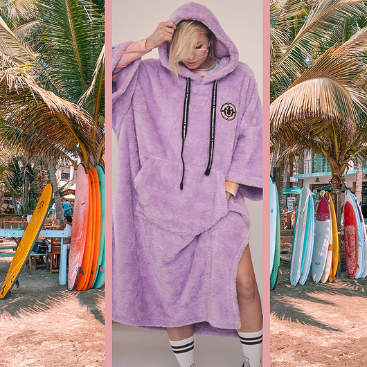 bluza z kapturem damska Poncho Biggy Smile Lilac