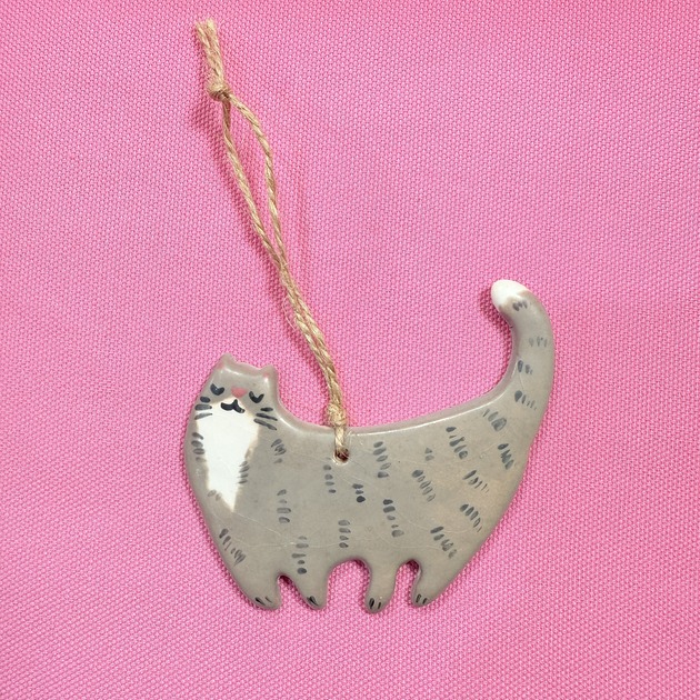 ozdoby choinkowe Ceramiczna zawieszka na choinkę Kotek bombka