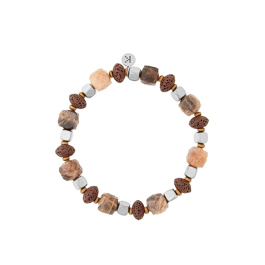 bransoletki z kamieni naturalnych Bransoletka Boho Chic - czekoladowy mix - Srebrna