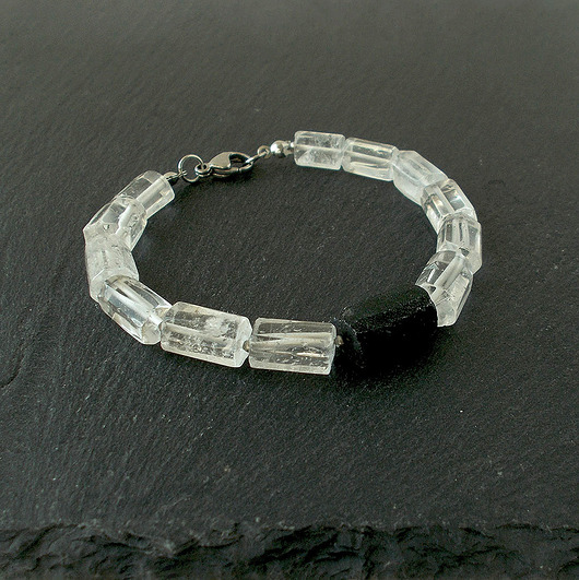 bransoletki z kamieni naturalnych Turmalin i kryształ górski Bransoletka