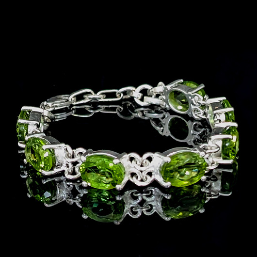 bransoletki srebrne Barokowe peridoty